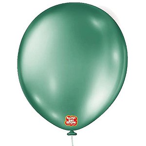 Balão 16" Liso Metalizado Verde Pacote com 10 Unidades