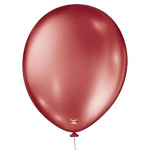 Balão 16" Liso Metalizado Vermelho Pacote com 10 Unidades