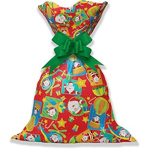 Saco Metalizado de Natal 20X29CM Noel Voador Pacote com 50 Unidades