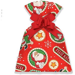 Saco Metalizado de Natal 58X89CM Doce Noel Pacote com 25 Unidades