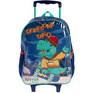 Mochila Infantil com Rodinhas Dino Skate Grande