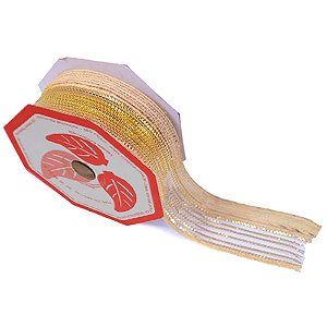 Fita ARAMADA de Juta Sintética Jute 38MMX10M CRU/DOURADO Rolo