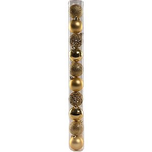 Bolas de Natal Douradas Sortidas 5CM com 4 Modelos - Tubo com 10 Unidades