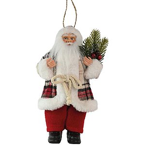 Enfeite de Natal Papai Noel Xadrez Vermelho 25CM para árvore