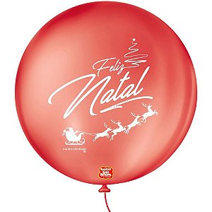 Balão Decorado Natal Tamanho 9 com Estampa de Trenó Pacote com 25