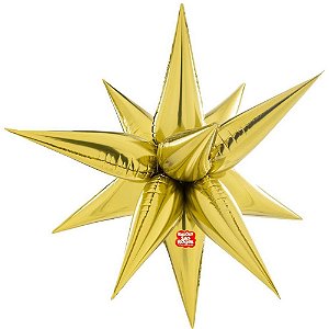 Balao Metalizado Festas Estrela de Pontas Ouro