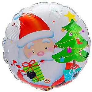 Balão Metalizado Papai Noel 3D Redondo