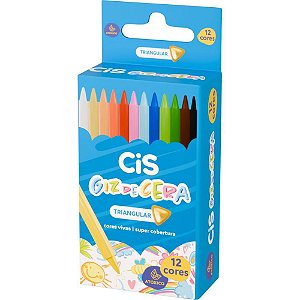 Giz de Cera Fino CIS GIZ Triangular 12 Cores Pacote com 12