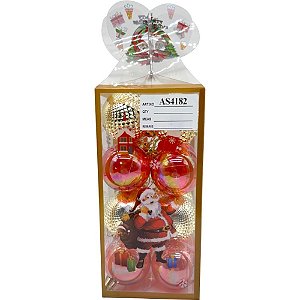 Bola de Natal 5CM Vermelho e Dourado Caixa com 16 Unidades