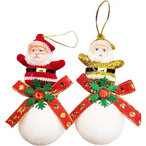 Artigo para Decoração Natal Enfeite Bola com Papai Noel 5CM Pacote com 2