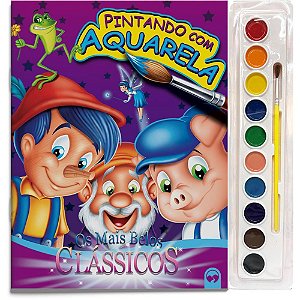 Livro Aquarela Belos Clássicos 27X28 16 Páginas com KIT de Aquarela