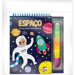 Livro Infantil de Colorir Espaço 4 em 1 com Adesivos 19,5X22CM 16 Páginas