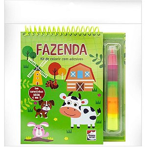 Livro Infantil de Colorir Fazenda 4 em 1 com Adesivos 19,5X22CM 16 Páginas