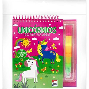 Livro Infantil de Colorir Unicórnio 4 em 1 com Adesivos 19,5X22CM 16 Páginas