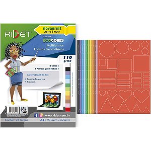 Bloco para Educação Artística Multiformas 110G 12 Cores 24 Folhas Pacote