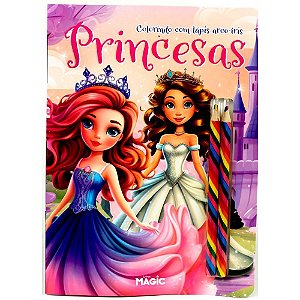 Livro Infantil Colorir Lápis ARCO-ÍRIS Princesas