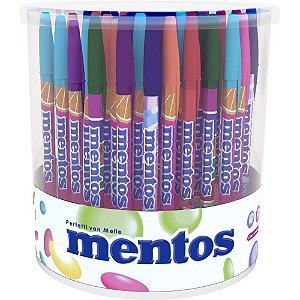 Caneta Esferográfica JET LUX Mentos 1,0MM 7 Cores Pote com 112 Unidades