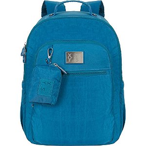 Mochila TRENDY Azul Petróleo com Chaveiro e Porta Notebook