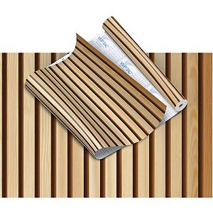 Plástico Adesivo 45CM X 10M Madeira Ripado Caramelo Rolo