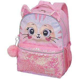 Mochila Infantil PACK ME Kitten Orelhas 3D G com Lantejoulas