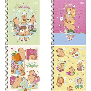 Caderno 1X1 Capa Dura Capyclub 80 Folhas Pacote com 4