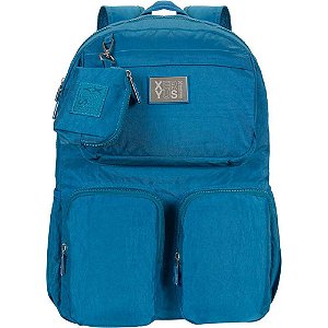 Mochila TRENDY Azul Petróleo com Porta Notebook e Bolsos Frontais