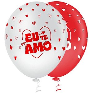 Balão 10 Decorado EU TE AMO Sortido PIC PIC Pacote com 25