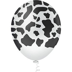 Balão 10 Decorado Vaca Malhada PIC PIC - Pacote com 25 Unidades