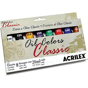Tinta a óleo OIL Classic 20ML Estojo com 8 Cores Acrilex