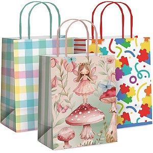 Sacola para Presente Decorada Bebê Infantil G 32X26,5X13CM Pacote com 10