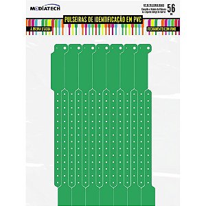Pulseira de Identificação SOFT Pino Verde Bandeira 253X25MM Pacote com 56