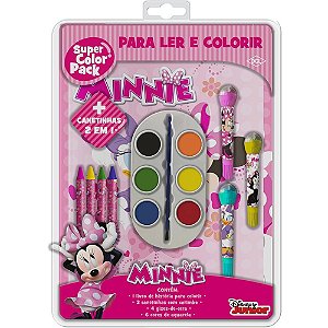 Livro Infantil Colorir Minnie Super Color PACK com Lápis de COR e Adesivos