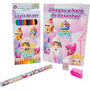 Kit Escolar DOCES/UNICÓRNIO para Colorir Sortido Completo