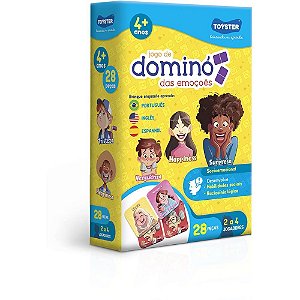 Dominó das Emoções 28 Peças – Português, INGLÊS e Espanhol