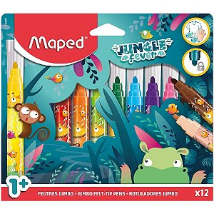 Caneta Hidrográfica Jumbo Jungle Fever 12 Cores Pacote com 3