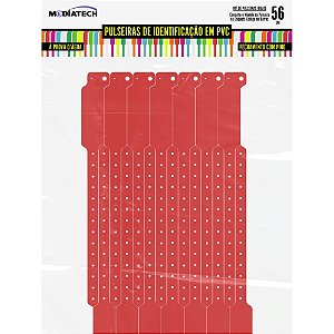 Pulseira de Identificação SOFT com Pino Vermelha Pacote com 56