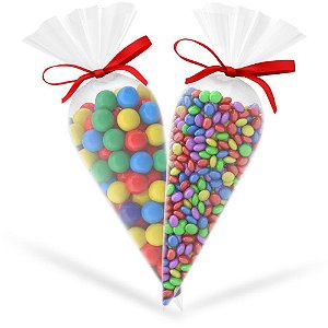 Embalagem para Trufa ou Cone Incolor 12X25CM – Pacote com 50 Unidades