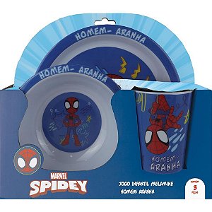 Kit Alimentação Infantil HOMEM-ARANHA com 3 Peças – Prato, BOWL e Copo