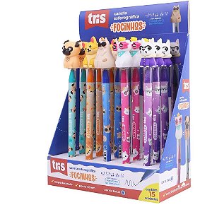 Caneta Esferográfica TRIS Focinhos 1.0MM 5 Modelos Display com 15