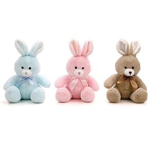 Coelhos de Páscoa Pelúcia AZUL, Rosa e Marrom 20CM