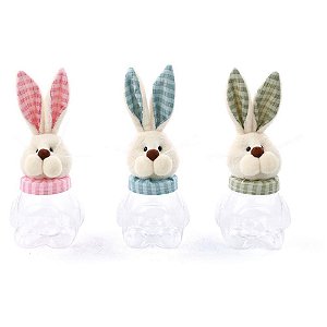 Decoração de Páscoa Pote Decorativo com Tampa Coelho