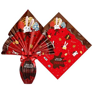 Embalagem para OVO de Páscoa 34X34CM Chocolatier Vermelho Pacote com 25