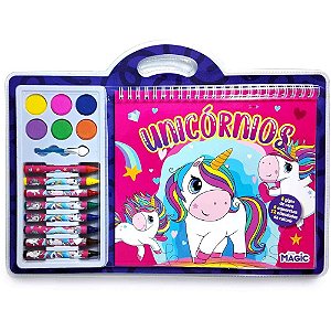 Livro Aquarela Unicórnio com GIZ e Aquarela