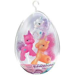 OVO com Brinquedo Boneco Trio Unicórnios Médio