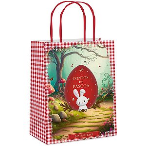 Sacola Decorada Páscoa Conto de Páscoa M 26X19,5X9,5CM Pacote com 10