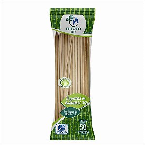 Espeto de Madeira Bambu 30CM X 4MM Pacote com 50 Unidades
