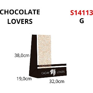 Sacola para Presente Decorada Cacau Lovers G 32X38X19CM Pacote com 10