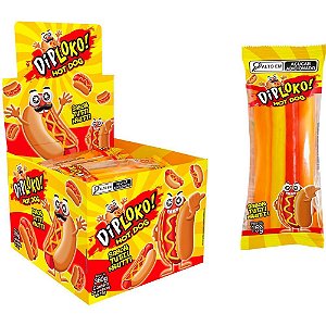 Doce HOT DOG Gelatina Sabor TUTTI-FRUTTI Display com 24 Unidades