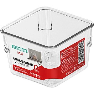 Pote Acrílico Hermético Ordene Clear UTTI Quadrado P 7,5CM Multiuso
