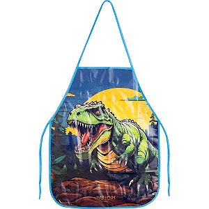 Avental Escolar Infantil Decorado Raptor em Plástico – Blister com 1 Unidade